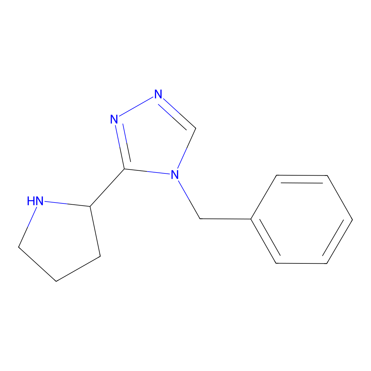 4-benzyl-3-(pyrrolidin-2-yl)-4H-1,2,4-triazole molecular structure, CAS 1368546-56-8