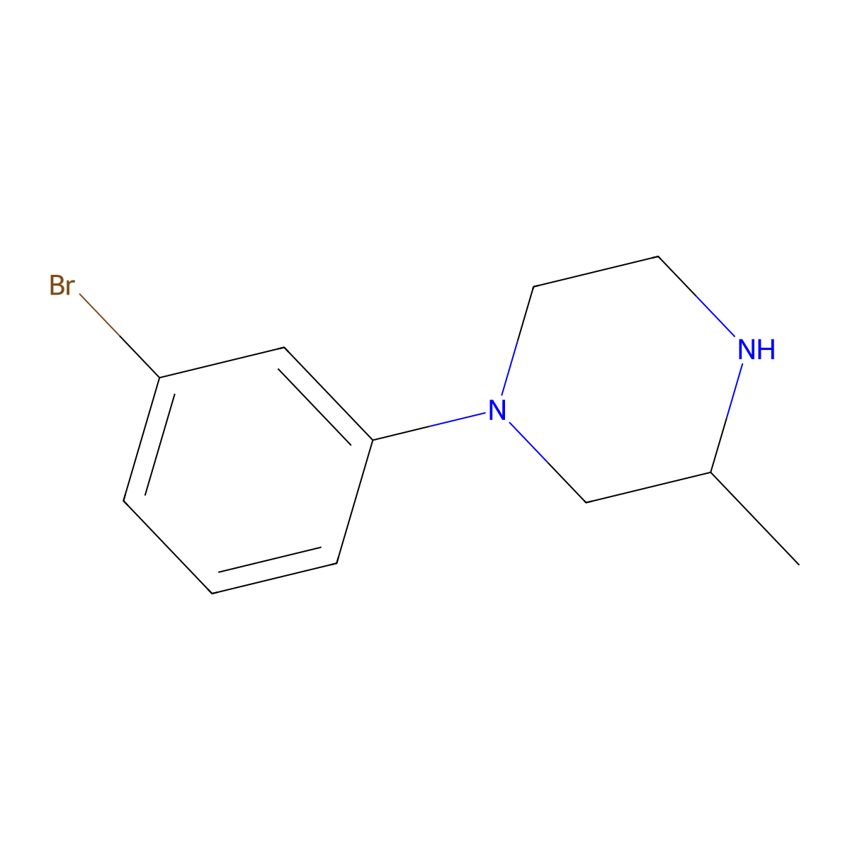1-(3-Bromophenyl)-3-methylpiperazine molecular structure, CAS 1368548-44-0