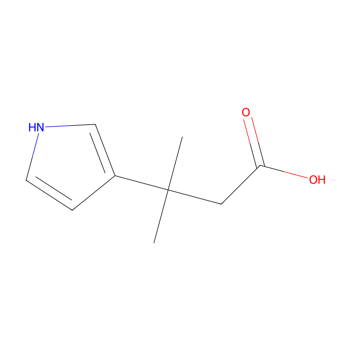 3-methyl-3-(1H-pyrrol-3-yl)butanoic acid molecular structure, CAS 1368551-89-6
