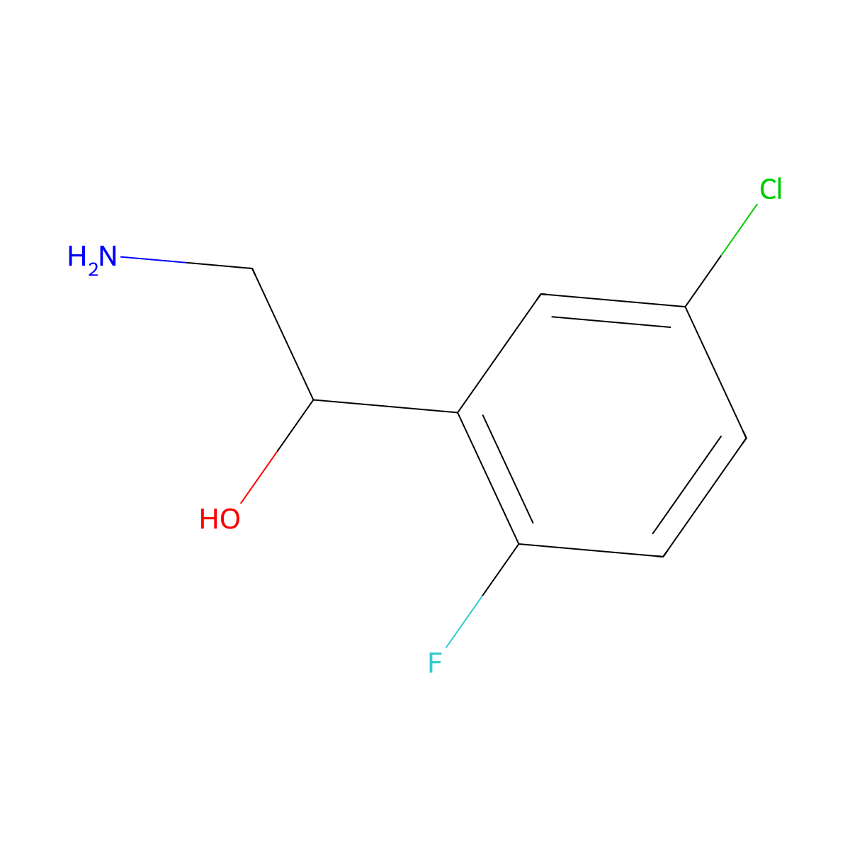 2-Amino-1-(5-chloro-2-fluorophenyl)ethan-1-ol molecular structure, CAS 1368554-66-8