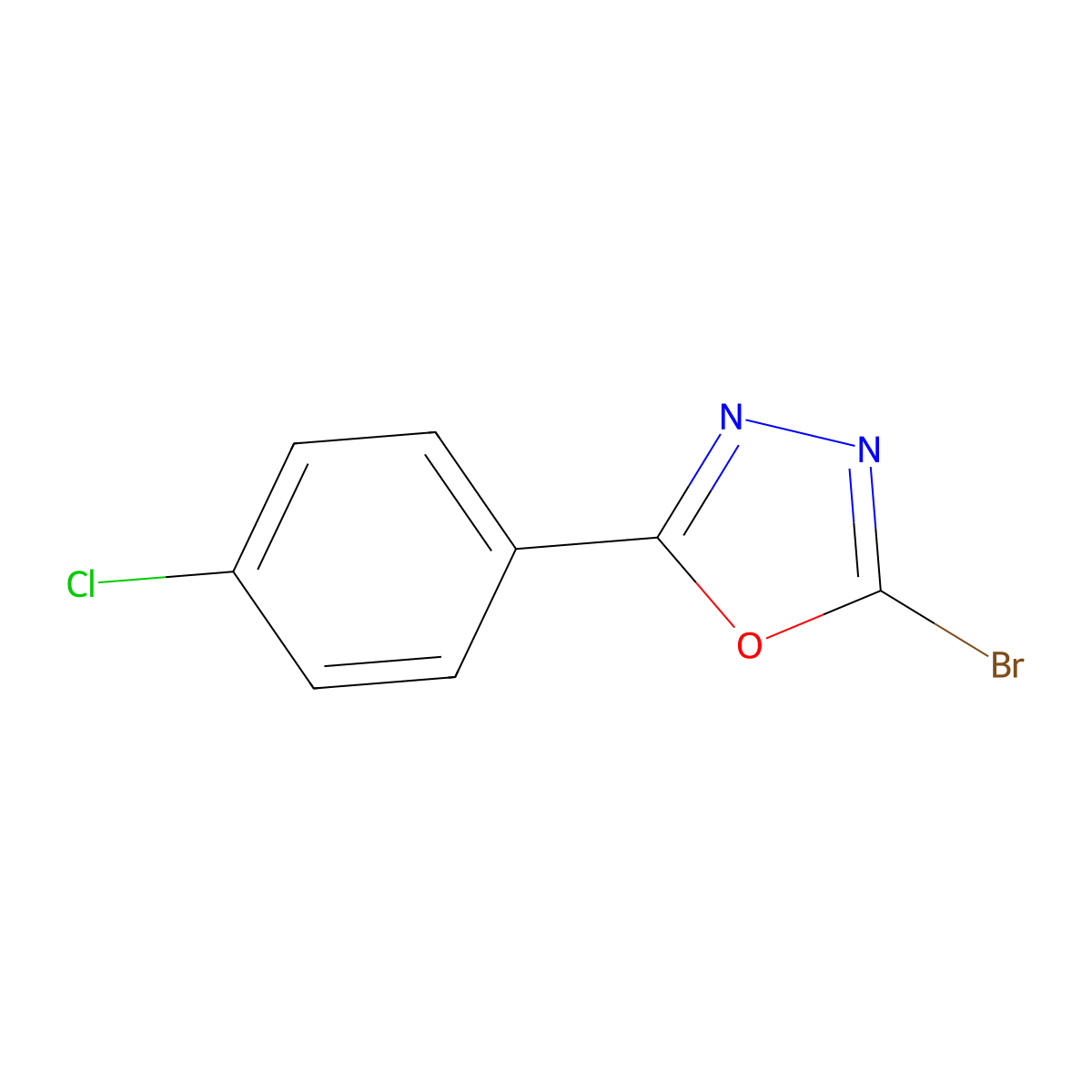 2-Bromo-5-(4-chlorophenyl)-1,3,4-oxadiazole molecular structure, CAS 1368558-17-1
