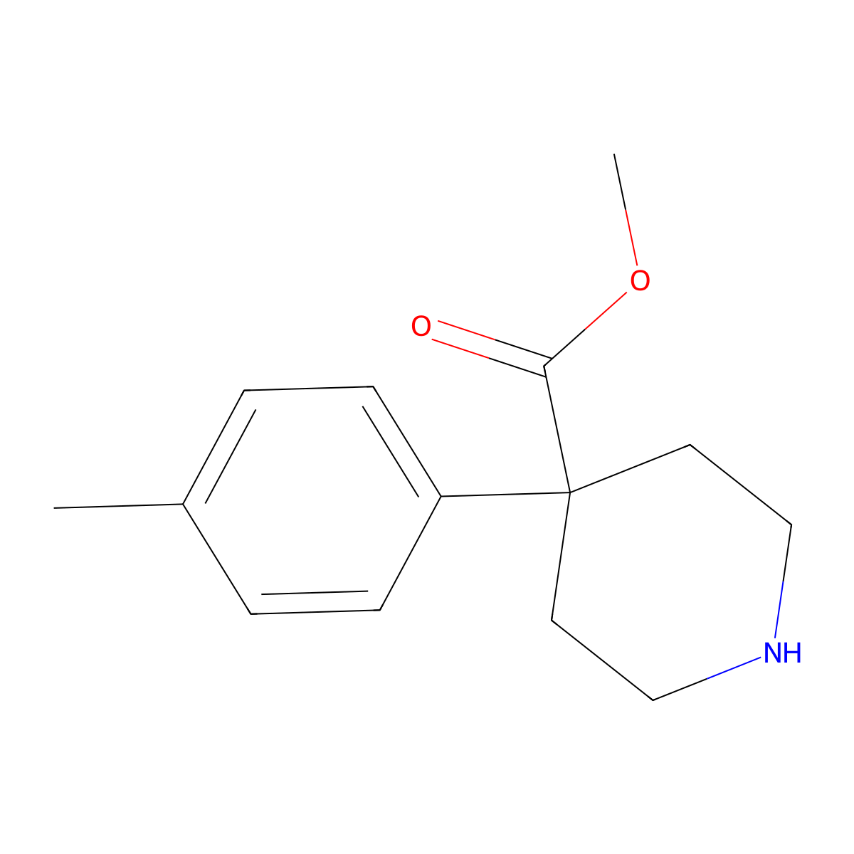 Methyl 4-(4-methylphenyl)piperidine-4-carboxylate molecular structure, CAS 1368561-18-5