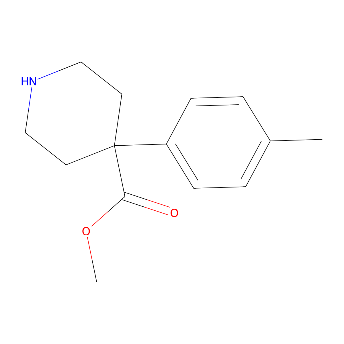 Methyl 4-(4-methylphenyl)piperidine-4-carboxylate molecular structure, CAS 1368561-18-5