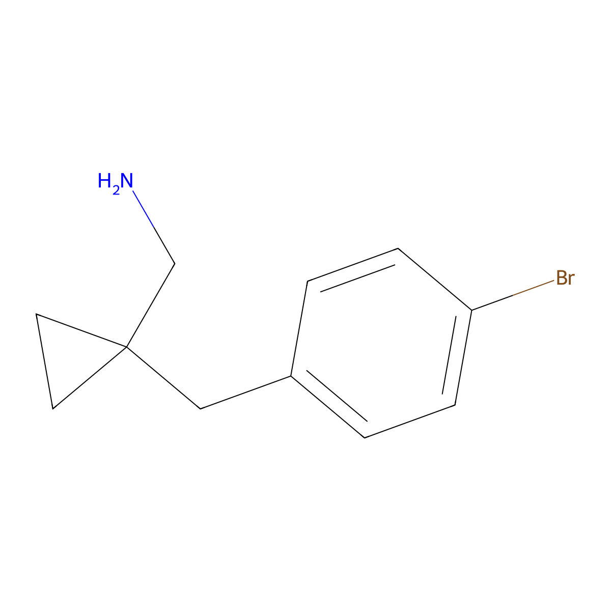 {1-[(4-Bromophenyl)methyl]cyclopropyl}methanamine molecular structure, CAS 1368562-53-1