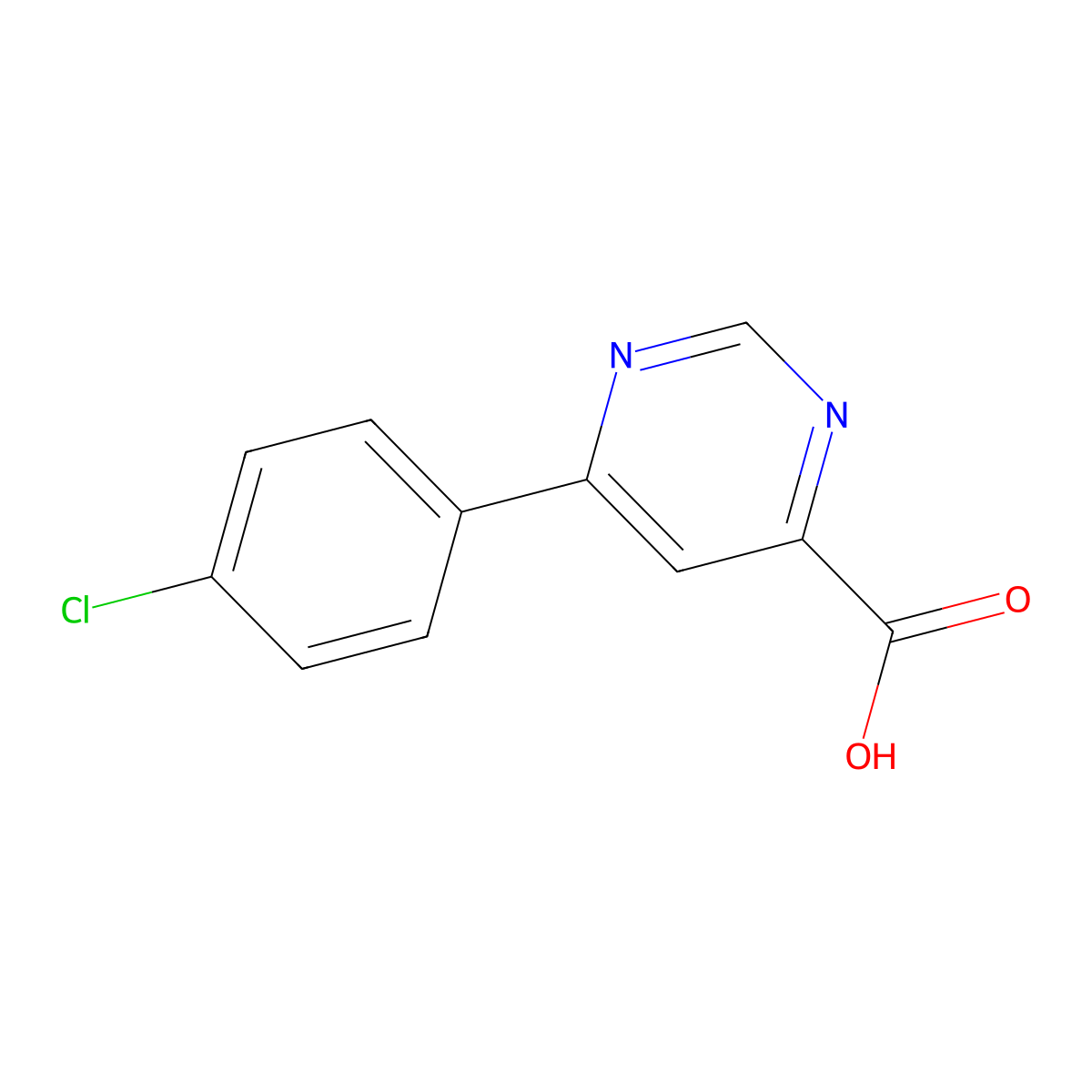 6-(4-Chlorophenyl)pyrimidine-4-carboxylic acid molecular structure, CAS 1368563-96-5
