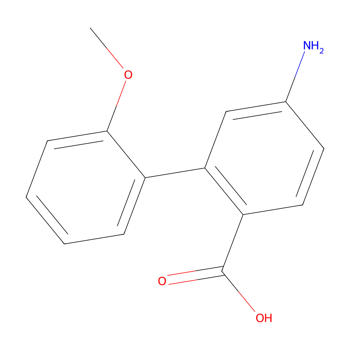 5-Amino-2'-methoxy-[1,1'-biphenyl]-2-carboxylic acid molecular structure, CAS 1368566-28-2