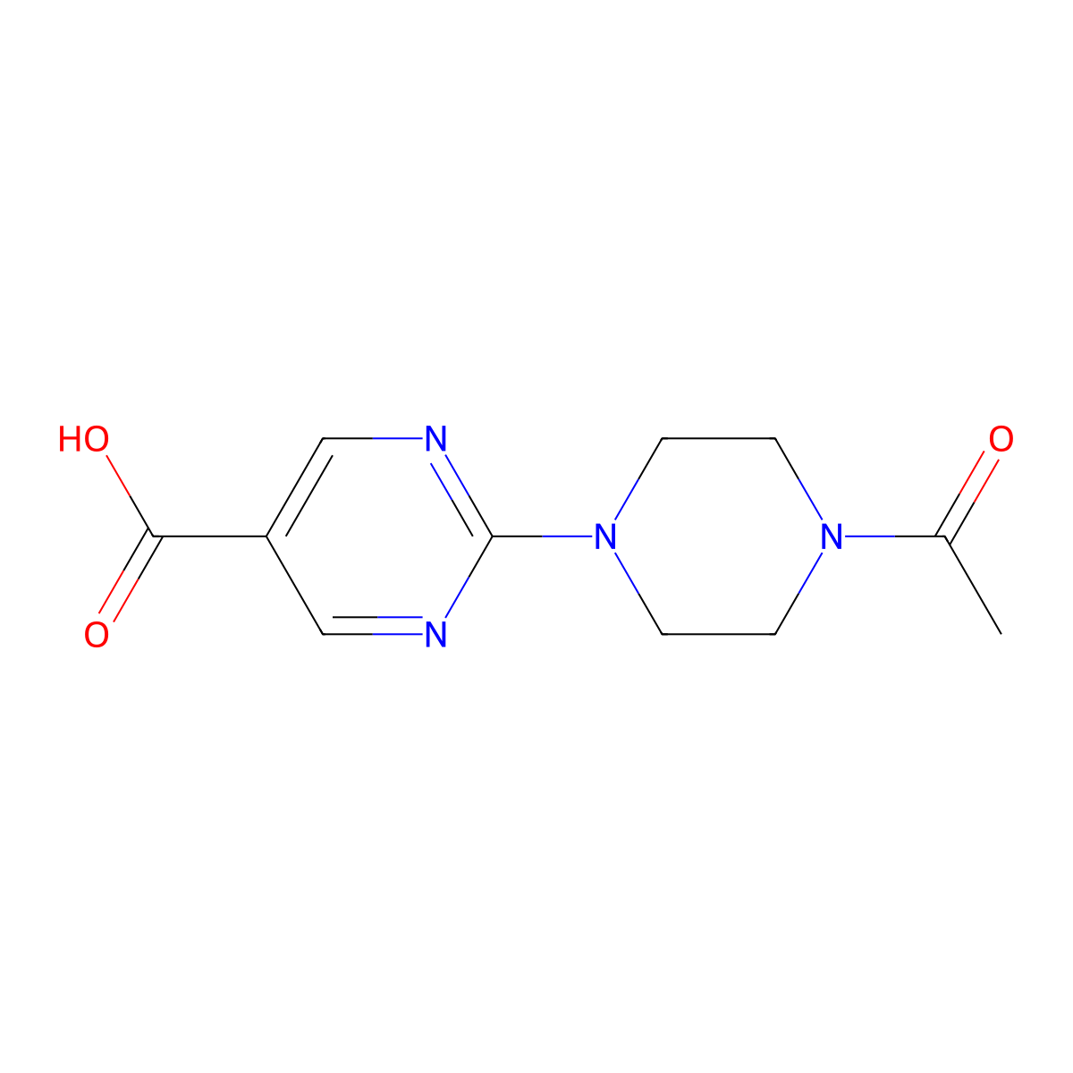 2-(4-Acetylpiperazin-1-yl)pyrimidine-5-carboxylic acid molecular structure, CAS 1368568-08-4