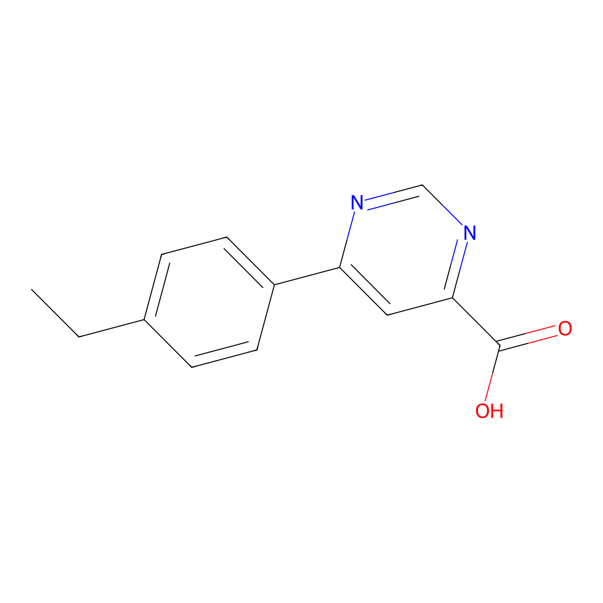 6-(4-Ethylphenyl)pyrimidine-4-carboxylic acid molecular structure, CAS 1368568-16-4