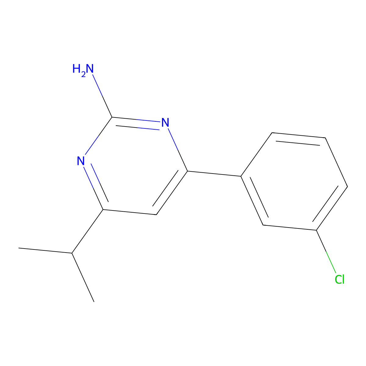2-Amino-4-(3-chlorophenyl)-6-(iso-propyl)pyrimidine molecular structure, CAS 1368571-37-2