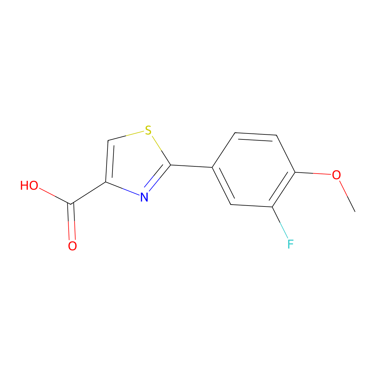 2-(3-Fluoro-4-methoxyphenyl)thiazole-4-carboxylic acid molecular structure, CAS 1368573-12-9