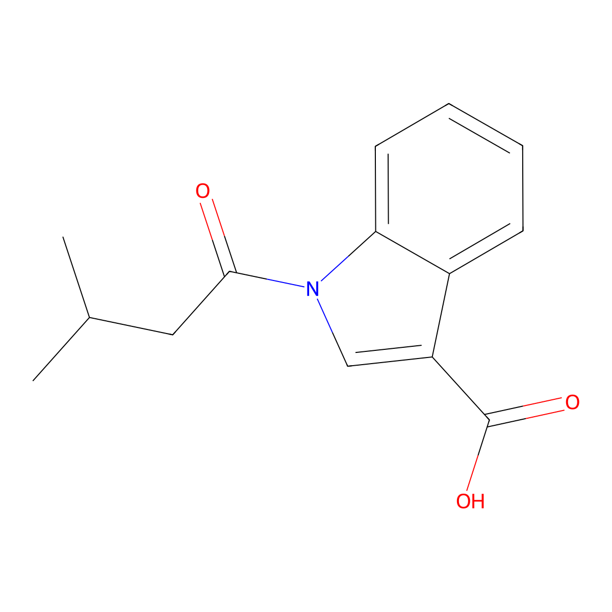 1-(3-Methylbutanoyl)-1H-indole-3-carboxylic acid molecular structure, CAS 1368575-41-0