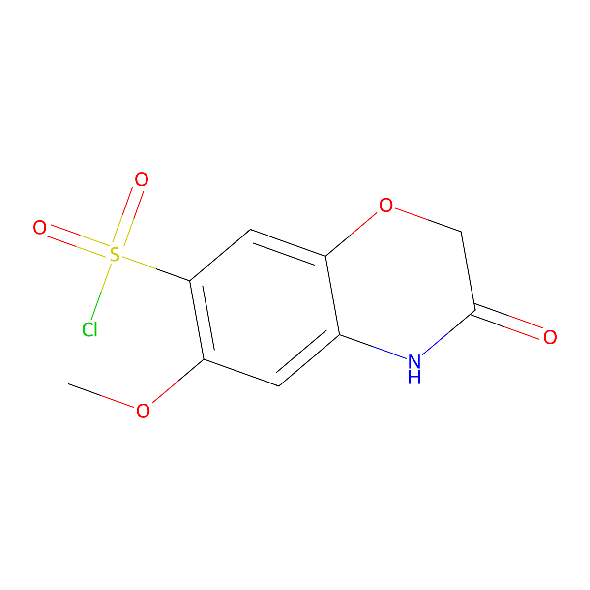 6-methoxy-3-oxo-3,4-dihydro-2H-1,4-benzoxazine-7-sulfonyl chloride molecular structure, CAS 1368585-15-2