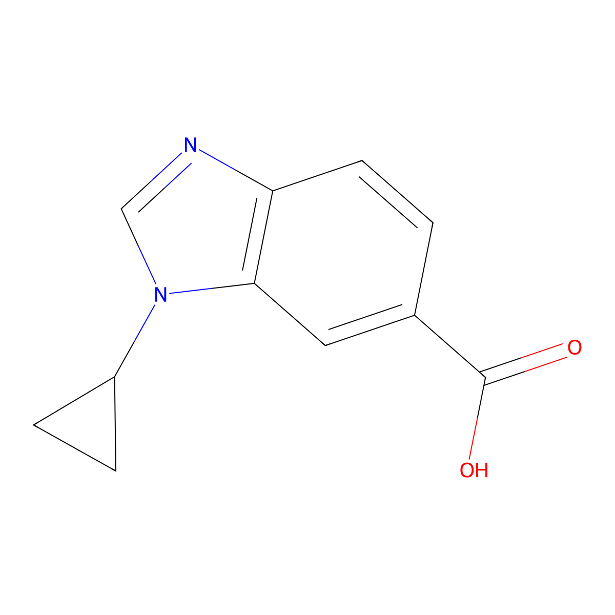 1-cyclopropyl-1H-1,3-benzodiazole-6-carboxylic acid molecular structure, CAS 1368588-55-9