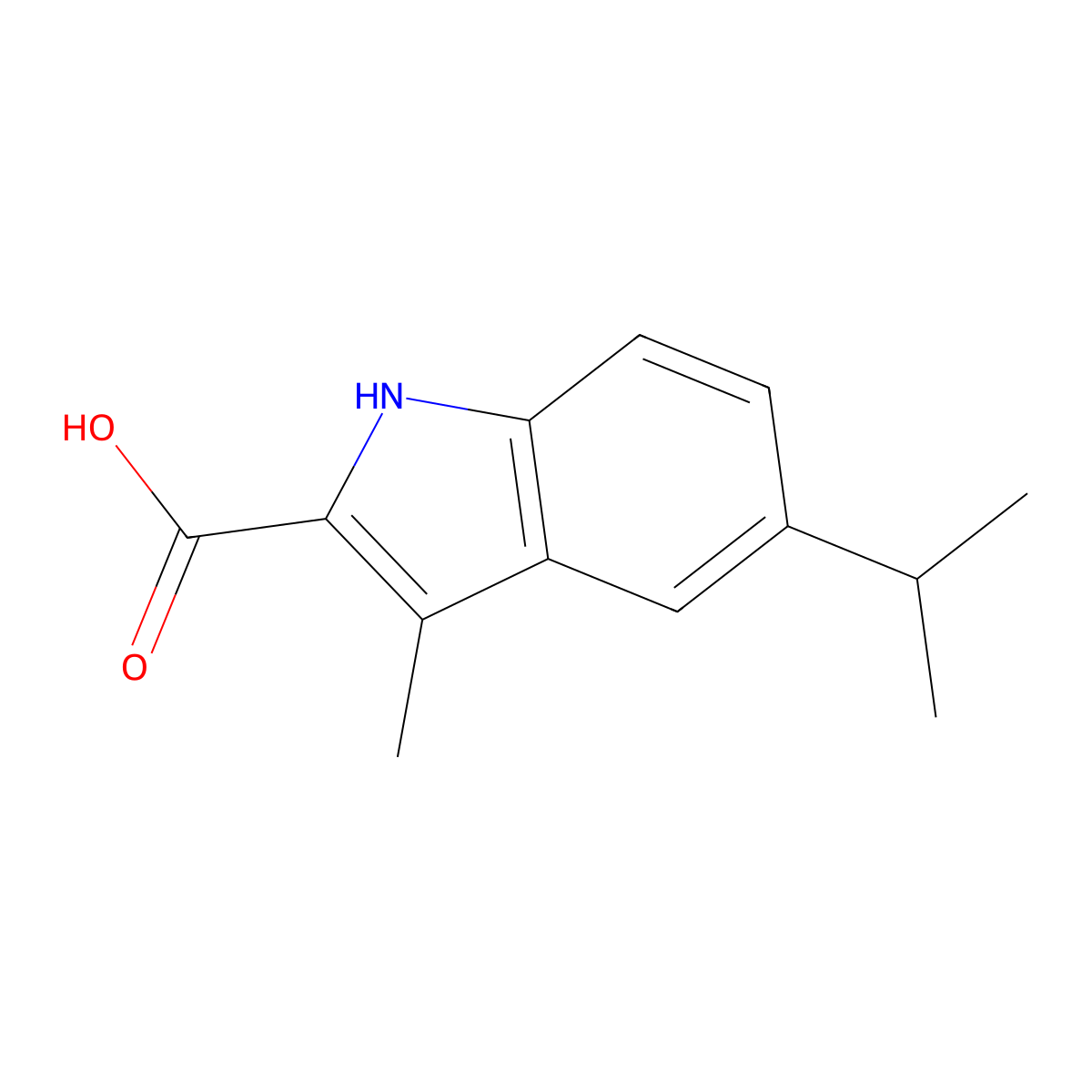 3-methyl-5-(propan-2-yl)-1H-indole-2-carboxylic acid molecular structure, CAS 1368590-67-3
