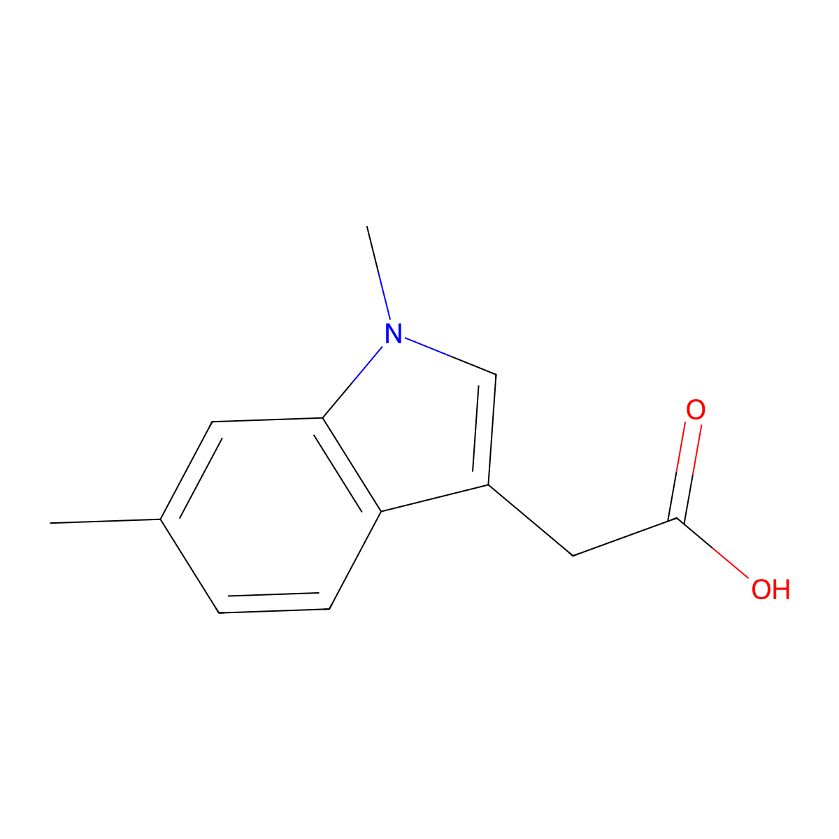 2-(1,6-dimethyl-1H-indol-3-yl)acetic acid molecular structure, CAS 1368598-01-9