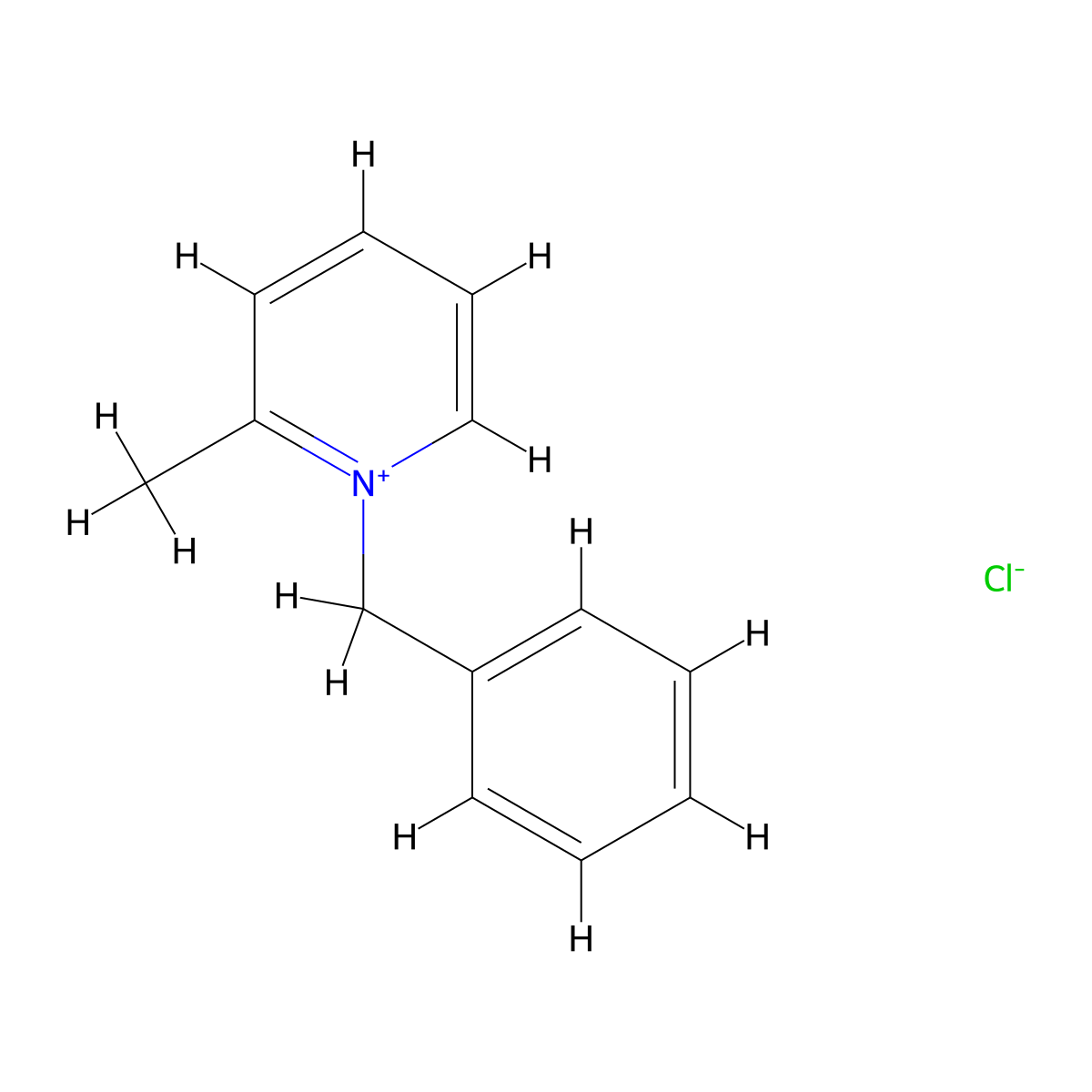 Pyridinium, 2-methyl-1-(phenylmethyl)-, chloride (1:1) molecular structure, CAS 13686-87-8