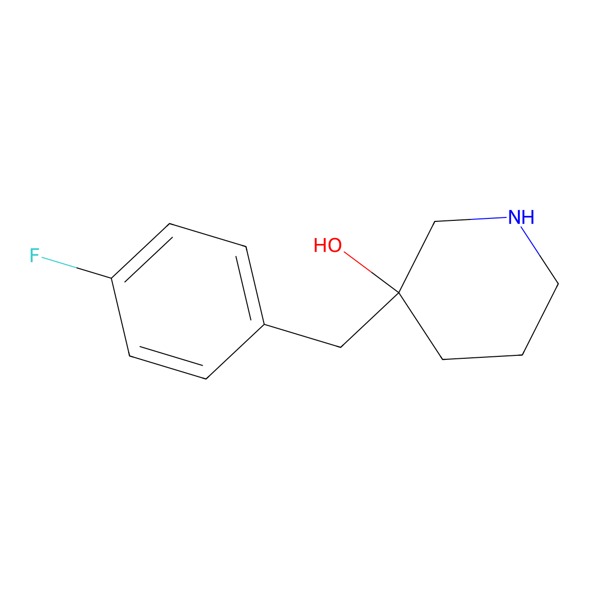 3-[(4-Fluorophenyl)methyl]piperidin-3-ol molecular structure, CAS 1368600-14-9