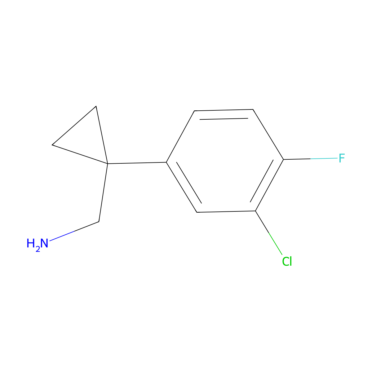 1-(3-Chloro-4-fluorophenyl)cyclopropanemethanamine molecular structure, CAS 1368605-53-1