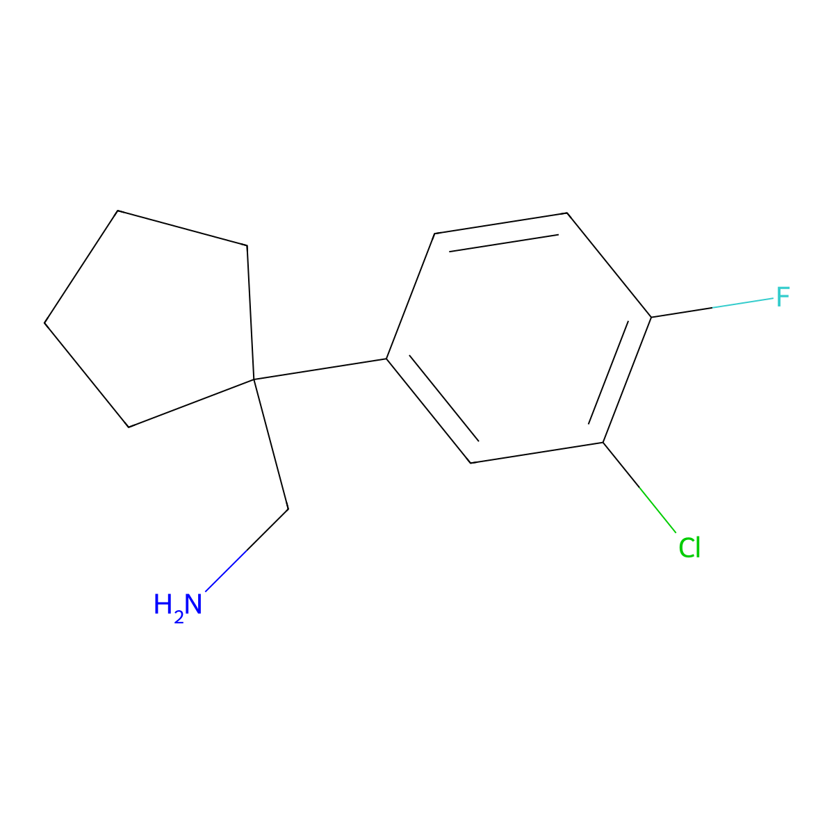 1-(3-Chloro-4-fluorophenyl)cyclopentanemethanamine molecular structure, CAS 1368605-84-8