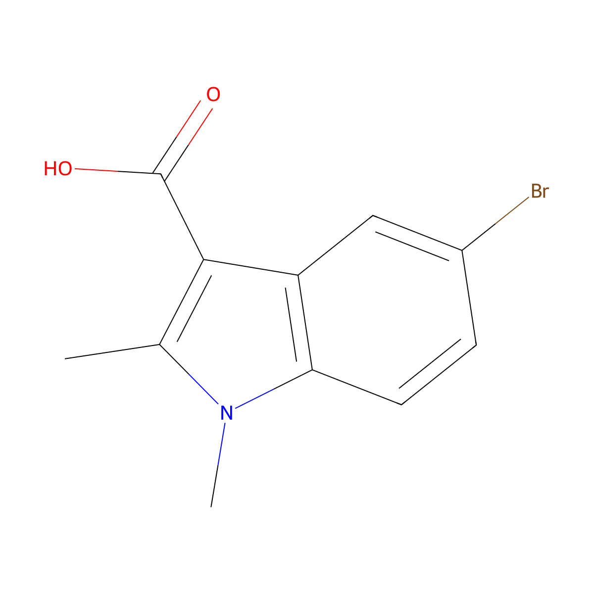 5-Bromo-1,2-dimethyl-1H-indole-3-carboxylic acid molecular structure, CAS 1368607-15-1