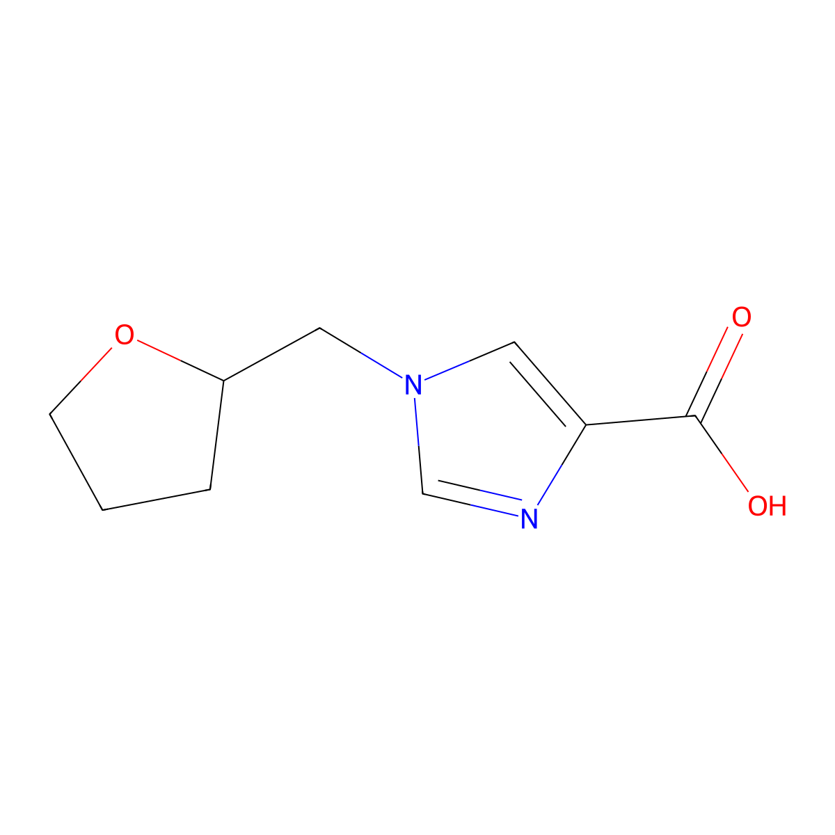 1-((tetrahydrofuran-2-yl)methyl)-1H-imidazole-4-carboxylic acid molecular structure, CAS 1368609-93-1