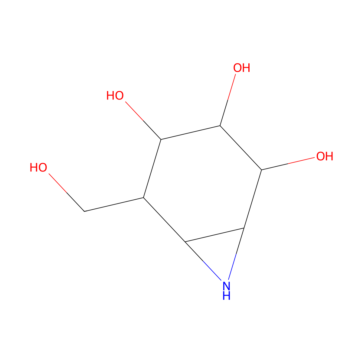 Cyclophellitol aziridine molecular structure, CAS 136861-97-7