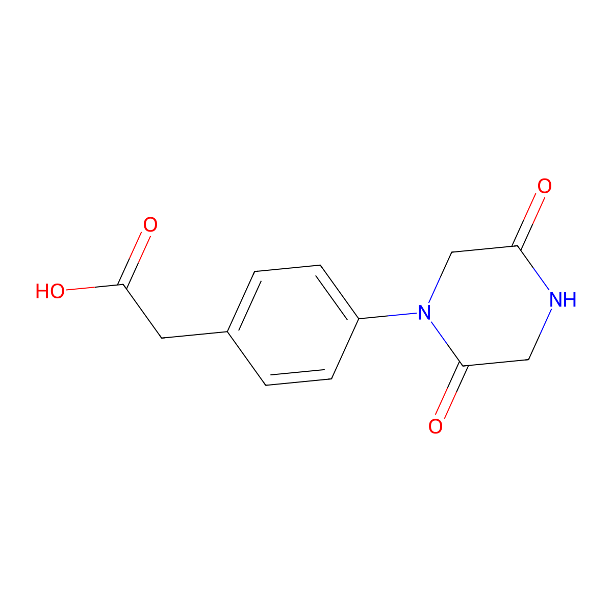 2-(4-(2,5-Dioxopiperazin-1-yl)phenyl)acetic acid molecular structure, CAS 1368610-87-0
