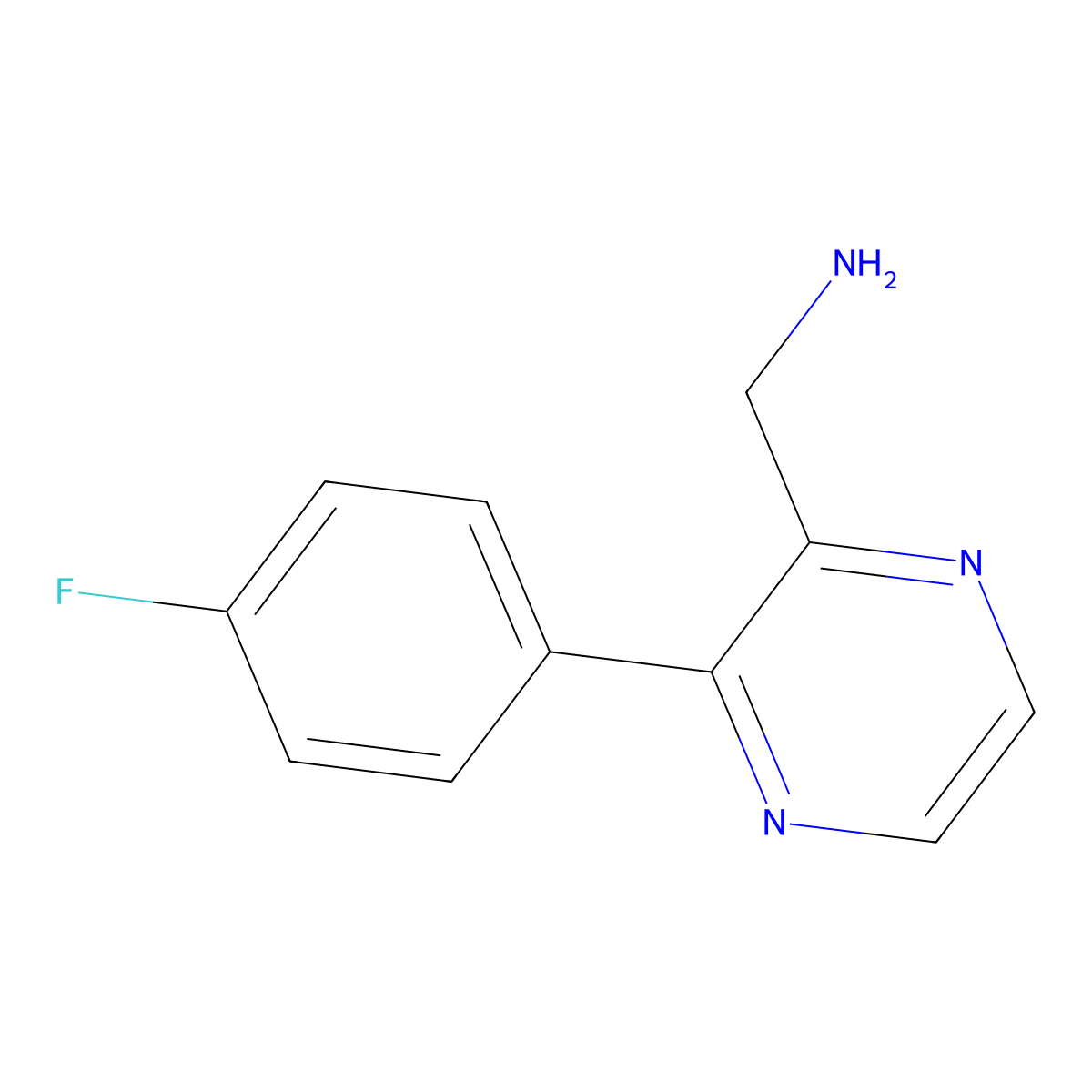 3-(4-Fluorophenyl)-2-pyrazinemethanamine molecular structure, CAS 1368612-16-1