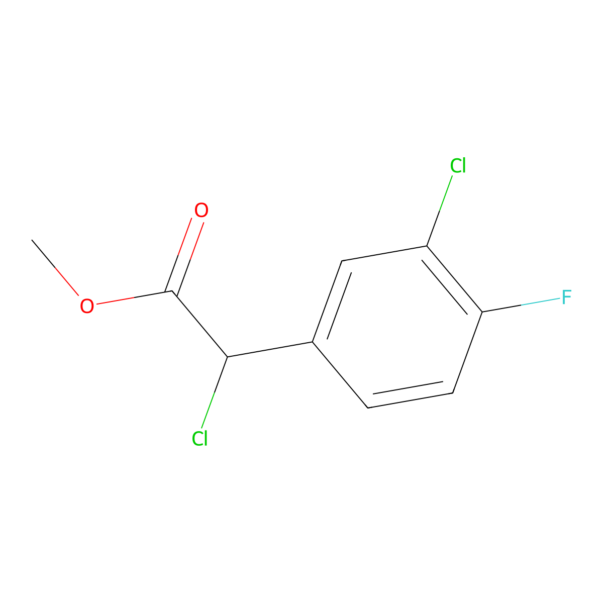 Methyl 2-chloro-2-(3-chloro-4-fluorophenyl)acetate molecular structure, CAS 1368612-79-6