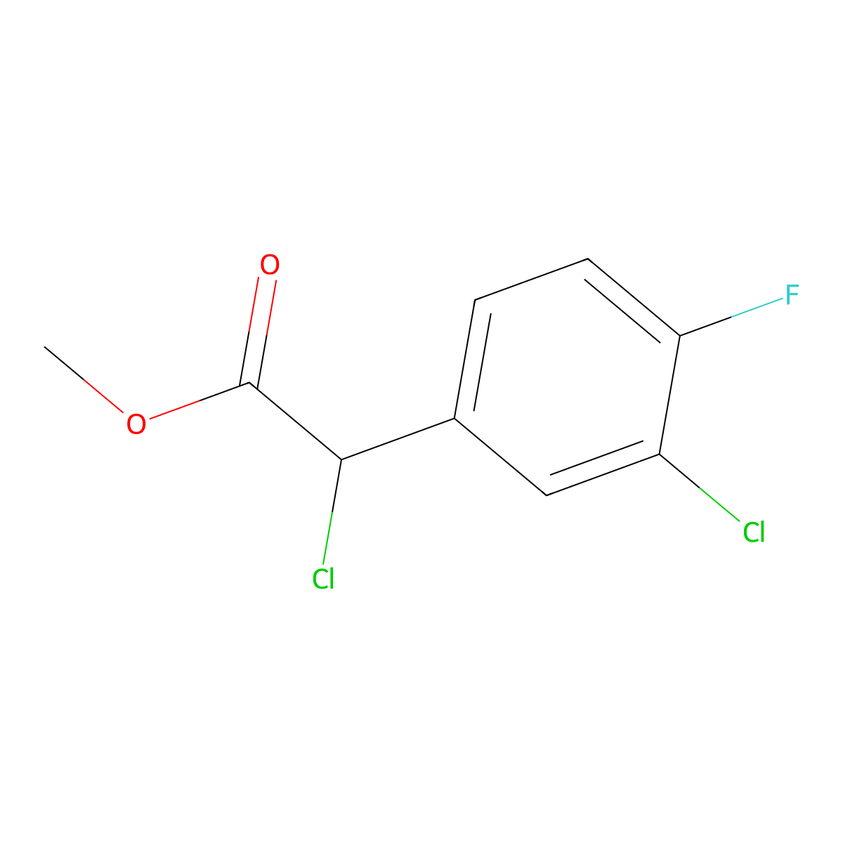 Methyl 2-chloro-2-(3-chloro-4-fluorophenyl)acetate molecular structure, CAS 1368612-79-6
