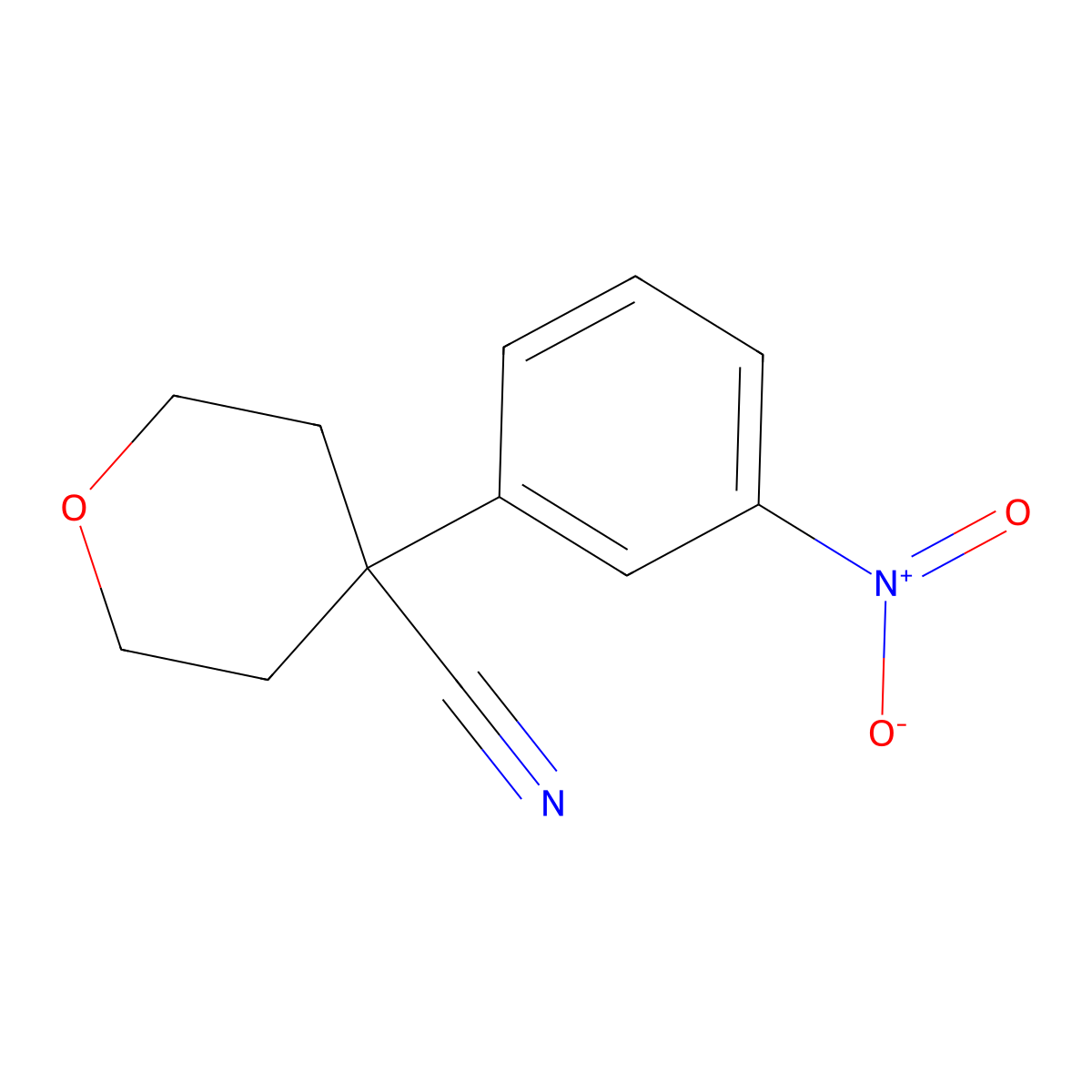 4-(3-Nitrophenyl)oxane-4-carbonitrile molecular structure, CAS 1368614-51-0