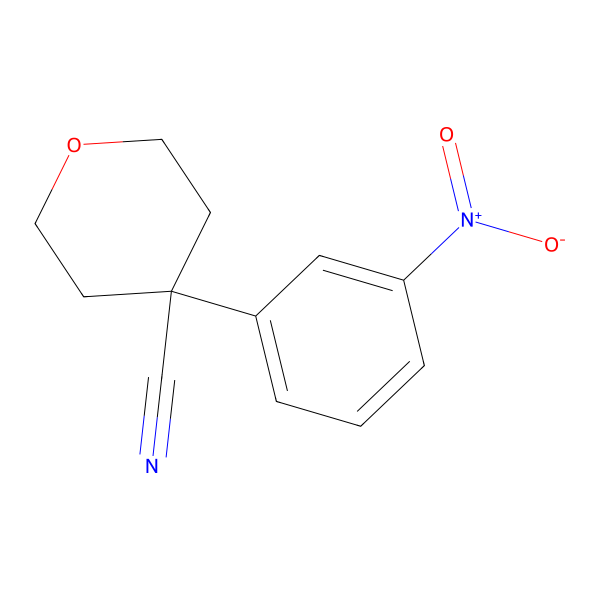 4-(3-Nitrophenyl)oxane-4-carbonitrile molecular structure, CAS 1368614-51-0