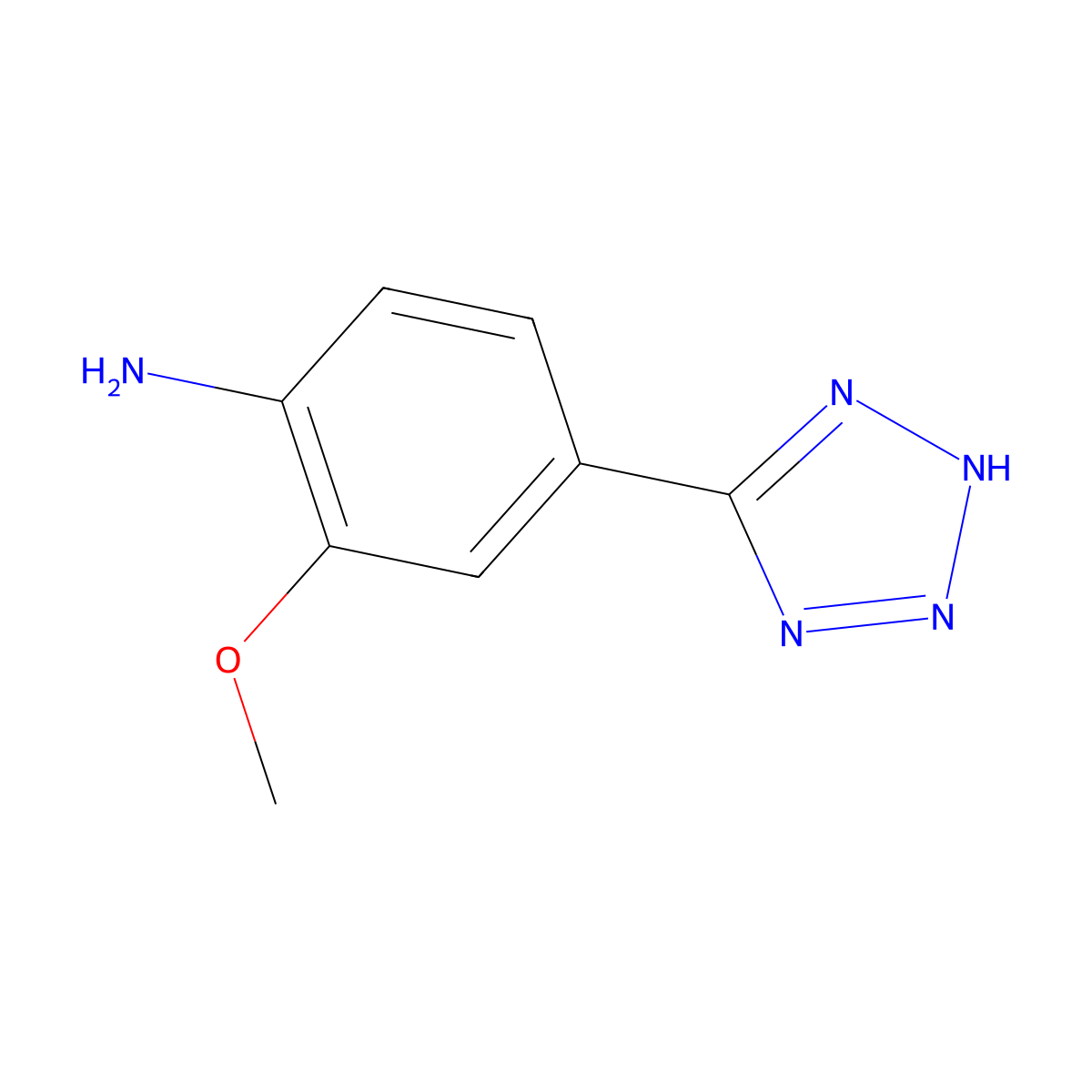 2-methoxy-4-(2H-1,2,3,4-tetrazol-5-yl)aniline molecular structure, CAS 1368615-74-0