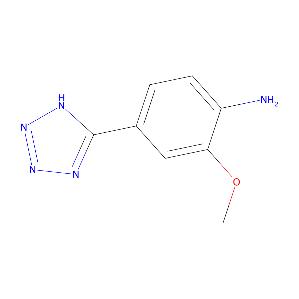 2-methoxy-4-(2H-1,2,3,4-tetrazol-5-yl)aniline molecular structure, CAS 1368615-74-0