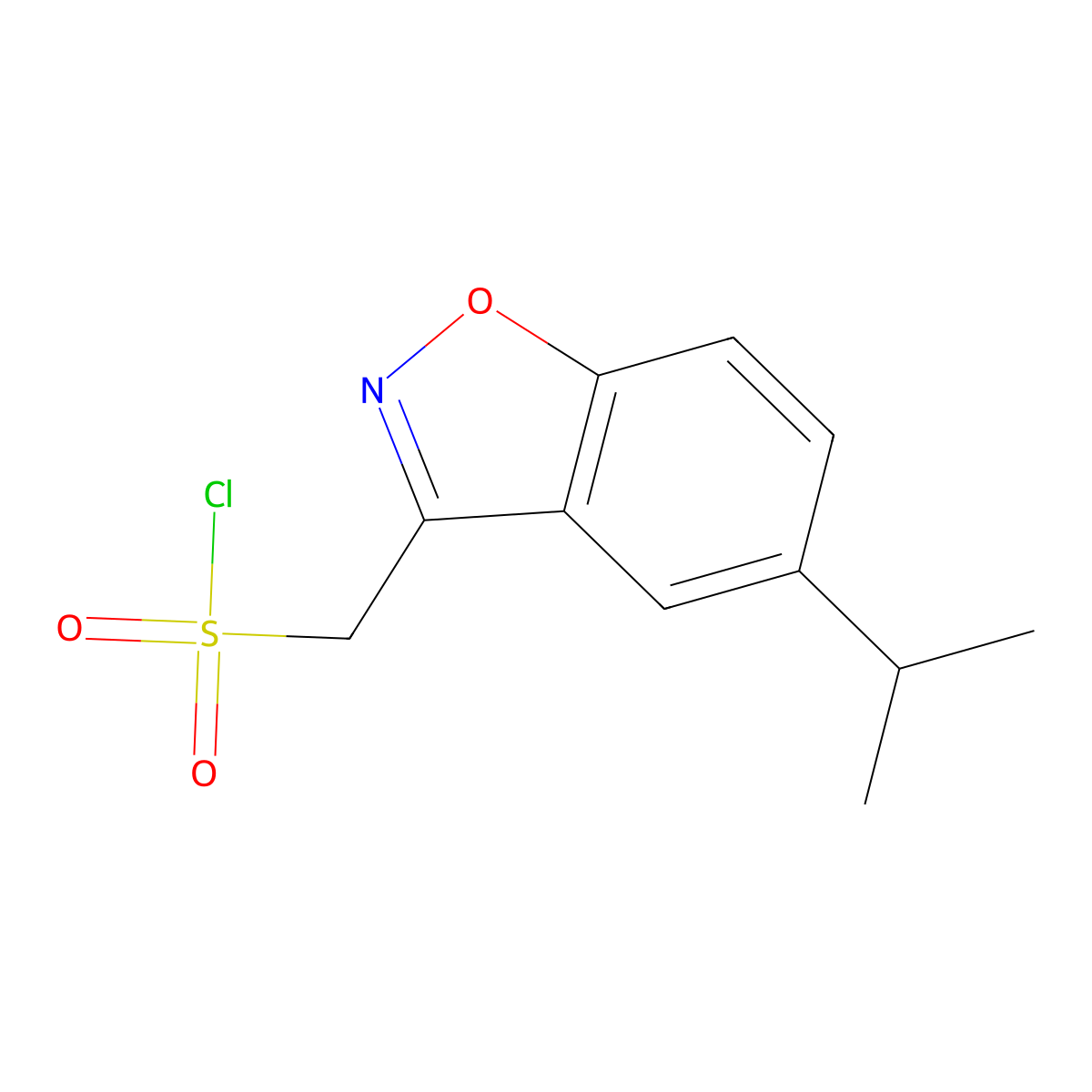 [5-(Propan-2-yl)-1,2-benzoxazol-3-yl]methanesulfonyl chloride molecular structure, CAS 1368630-57-2