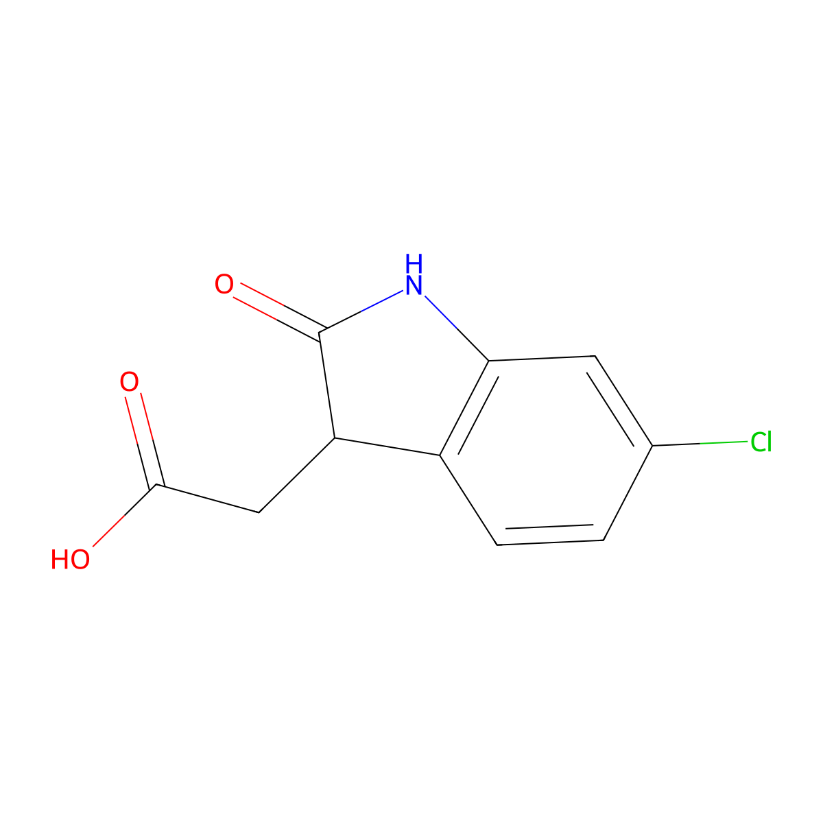 2-(6-chloro-2-oxo-2,3-dihydro-1H-indol-3-yl)acetic acid molecular structure, CAS 1368631-93-9