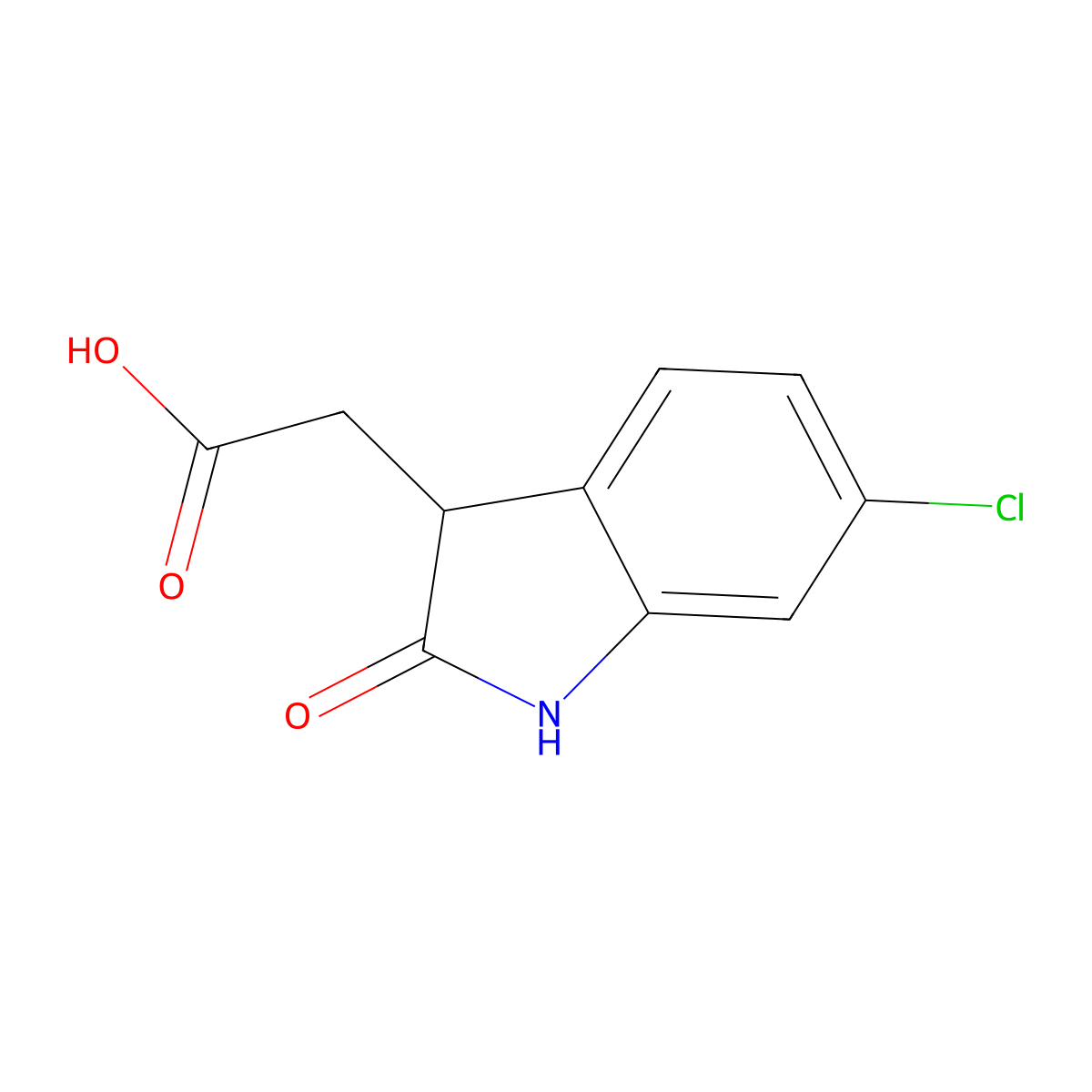 2-(6-chloro-2-oxo-2,3-dihydro-1H-indol-3-yl)acetic acid molecular structure, CAS 1368631-93-9