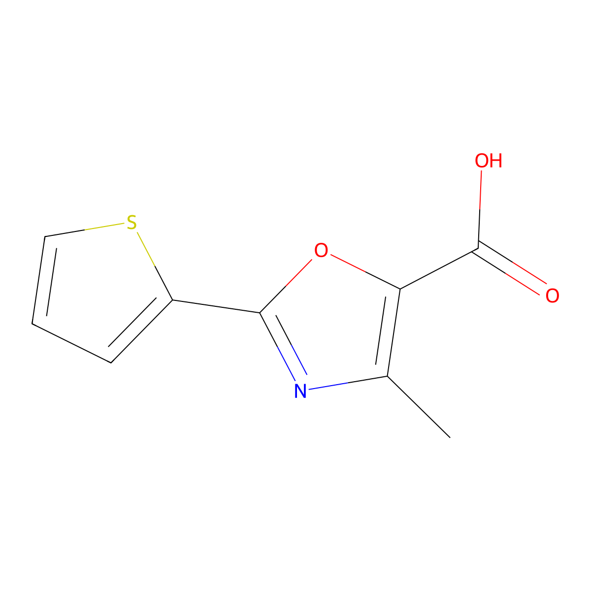 4-Methyl-2-(thiophen-2-yl)-1,3-oxazole-5-carboxylic acid molecular structure, CAS 1368634-91-6