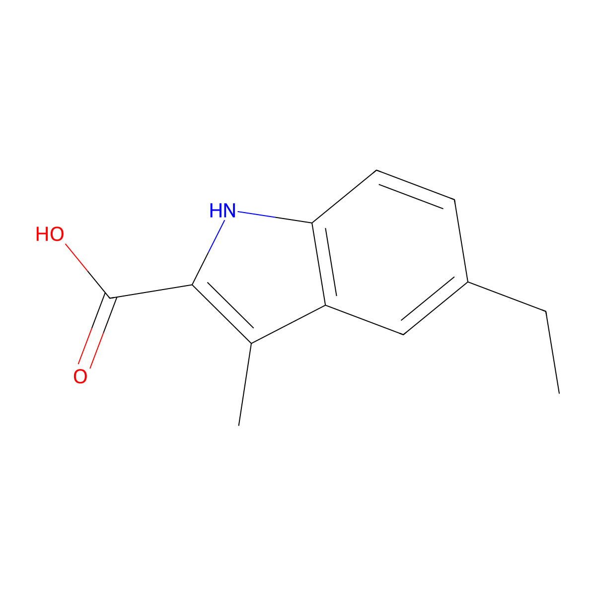 5-ethyl-3-methyl-1H-indole-2-carboxylic acid molecular structure, CAS 1368639-30-8