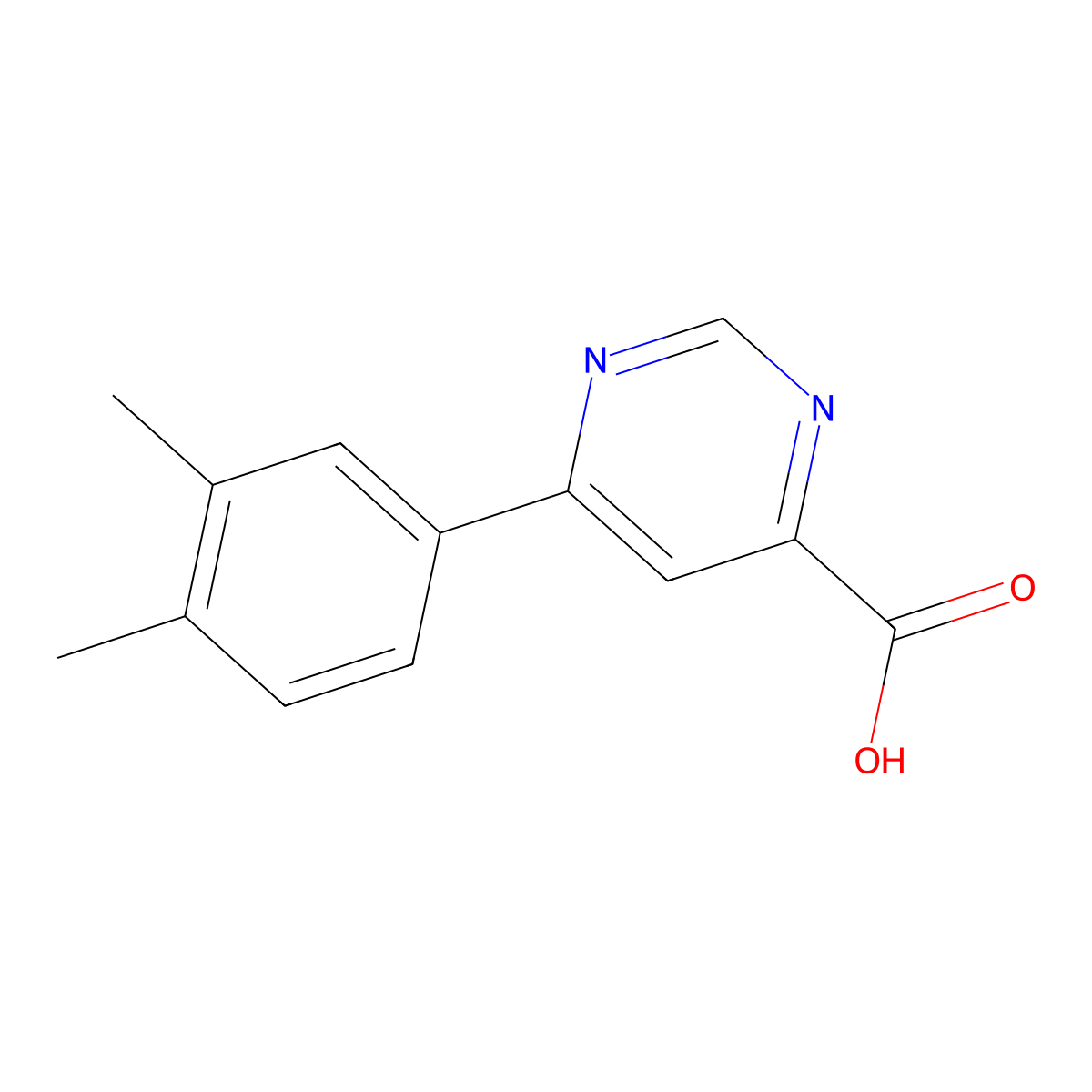6-(3,4-Dimethylphenyl)pyrimidine-4-carboxylic acid molecular structure, CAS 1368640-92-9