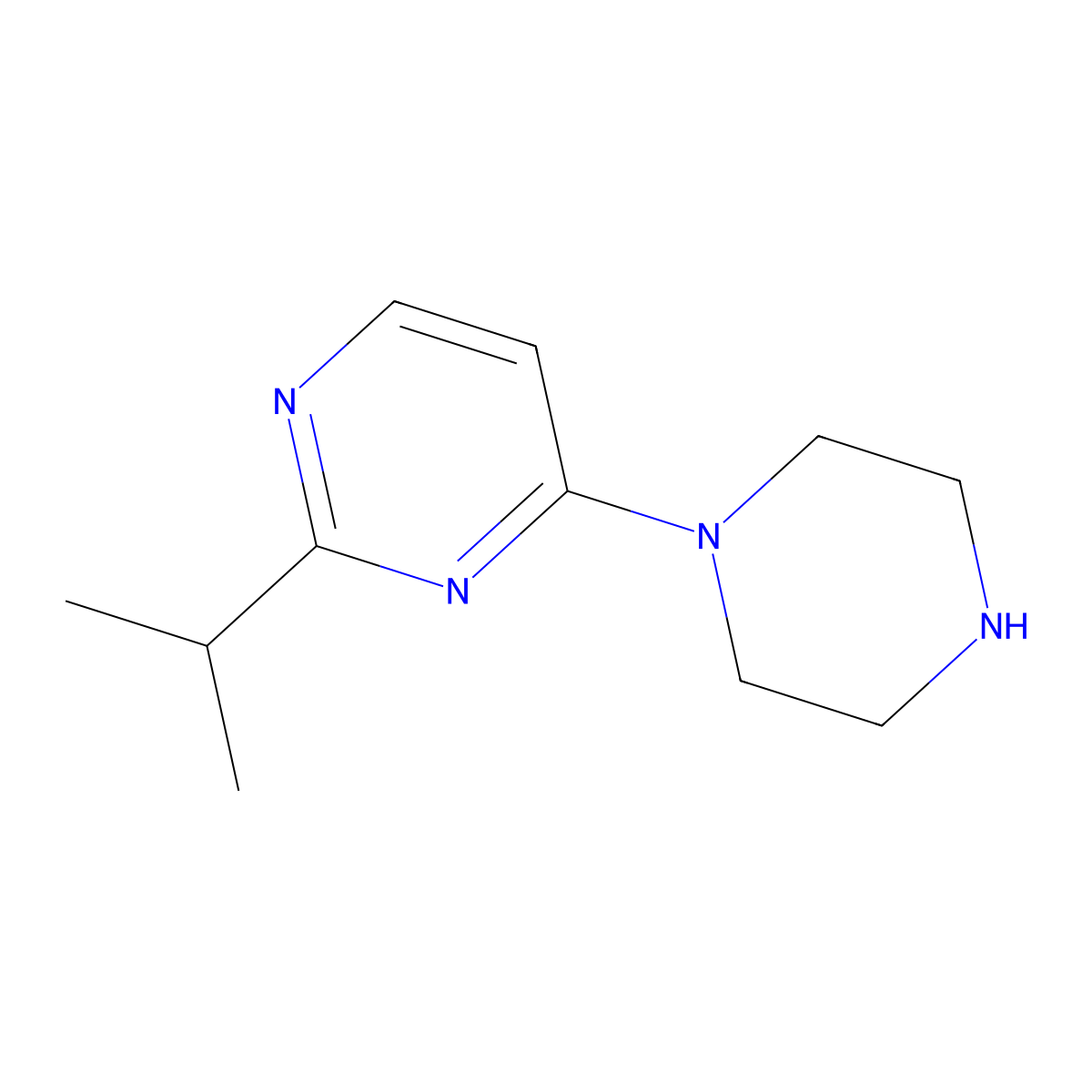 2-Isopropyl-4-(piperazin-1-yl)pyrimidine molecular structure, CAS 1368642-86-7