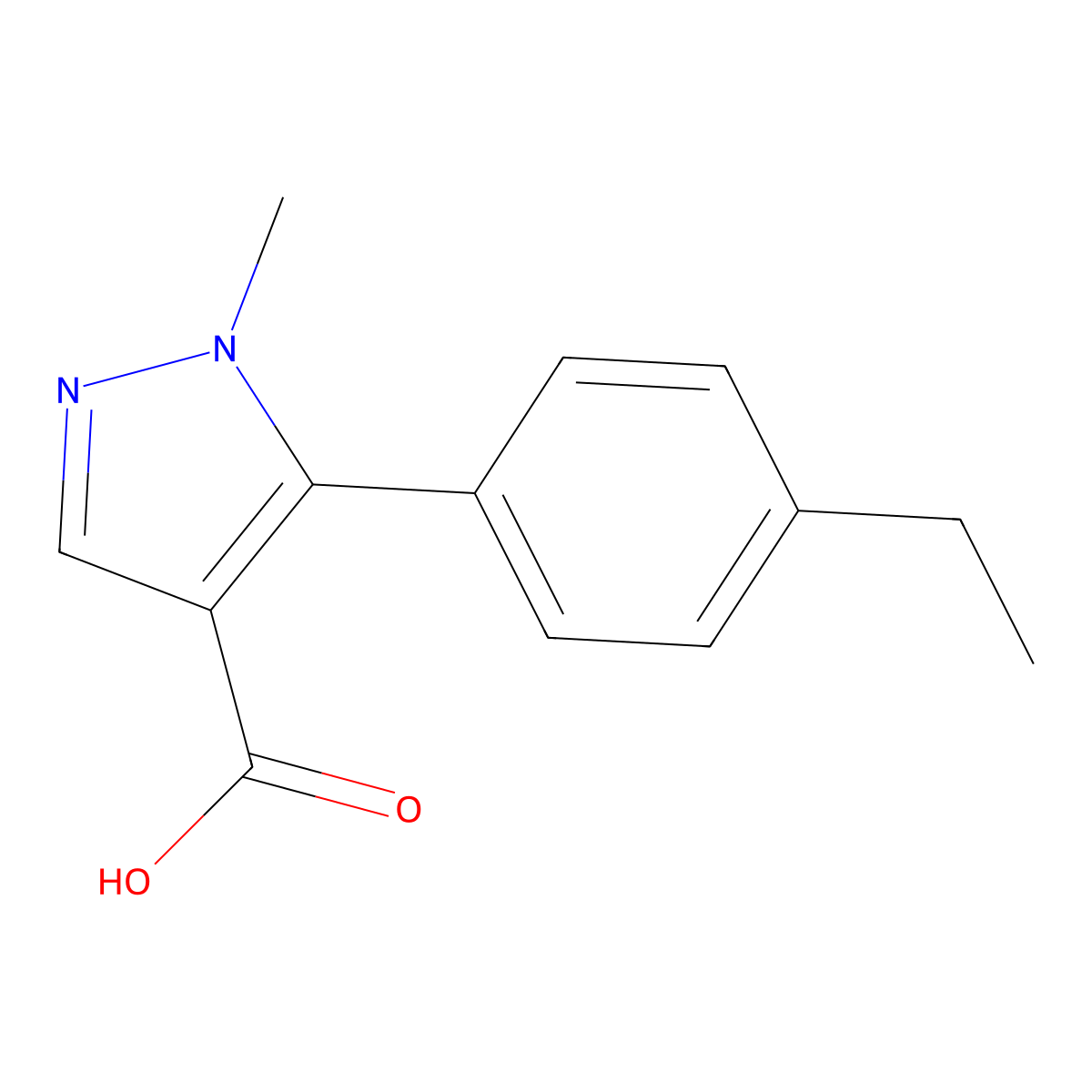 5-(4-ethylphenyl)-1-methyl-1H-pyrazole-4-carboxylic acid molecular structure, CAS 1368643-62-2