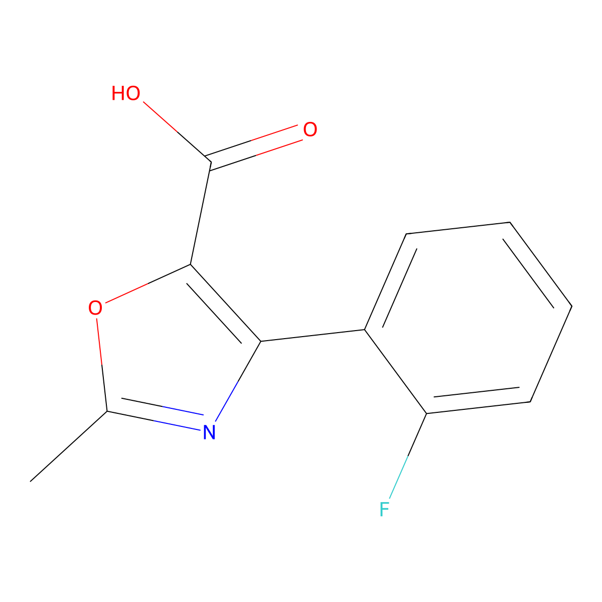 4-(2-Fluorophenyl)-2-methyl-1,3-oxazole-5-carboxylic acid molecular structure, CAS 1368655-22-4