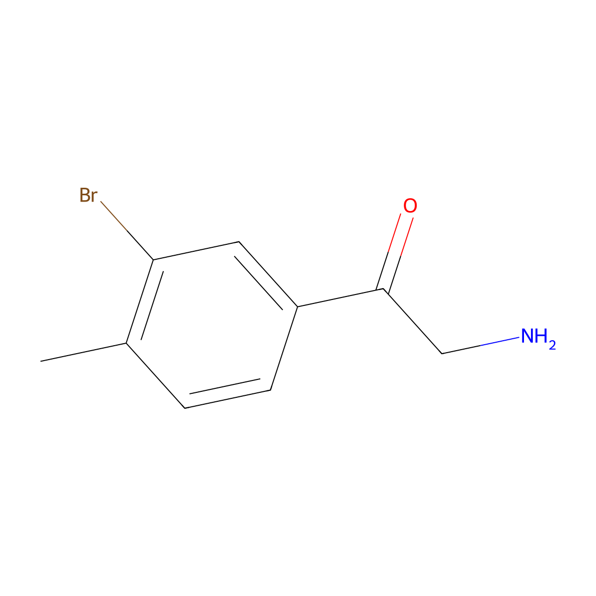 2-Amino-1-(3-bromo-4-methylphenyl)ethan-1-one molecular structure, CAS 1368658-87-0