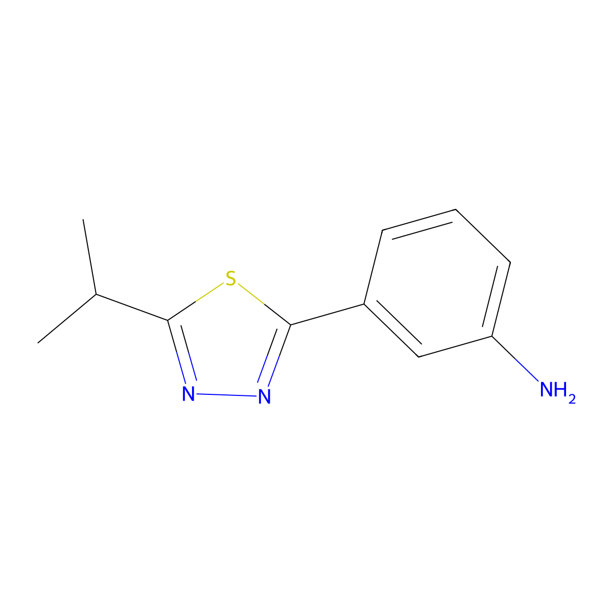 3-(5-Isopropyl-1,3,4-thiadiazol-2-yl)aniline molecular structure, CAS 1368668-12-5