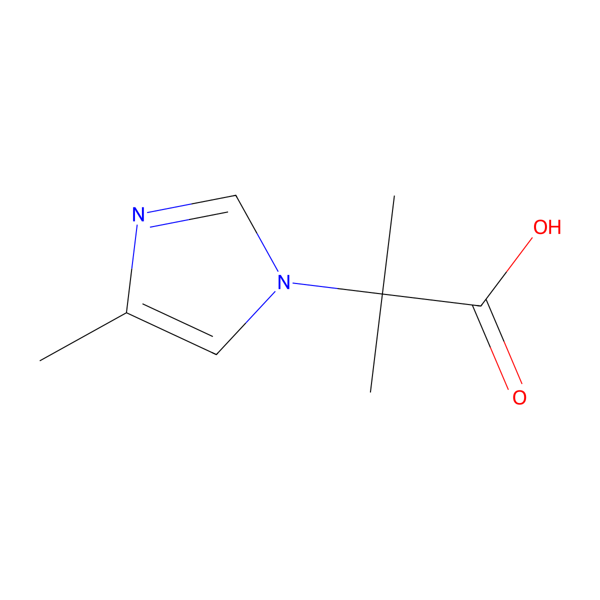 2-Methyl-2-(4-methyl-1H-imidazol-1-yl)propanoic acid molecular structure, CAS 1368670-50-1