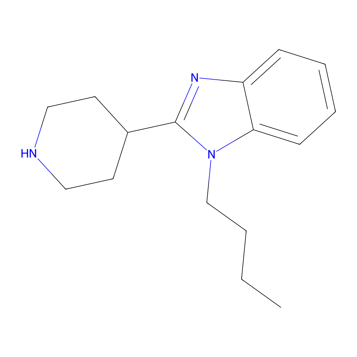 1-butyl-2-(piperidin-4-yl)-1H-1,3-benzodiazole molecular structure, CAS 1368674-31-0