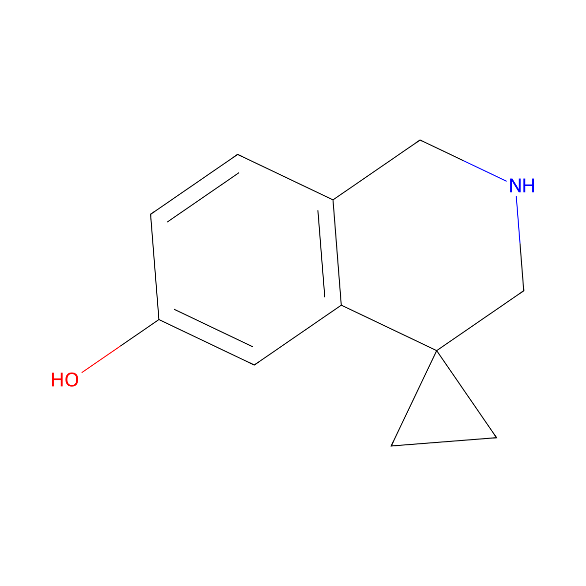 2',3'-dihydro-1'H-spiro(cyclopropane-1,4'-isoquinoline)-6'-ol molecular structure, CAS 1368686-14-9