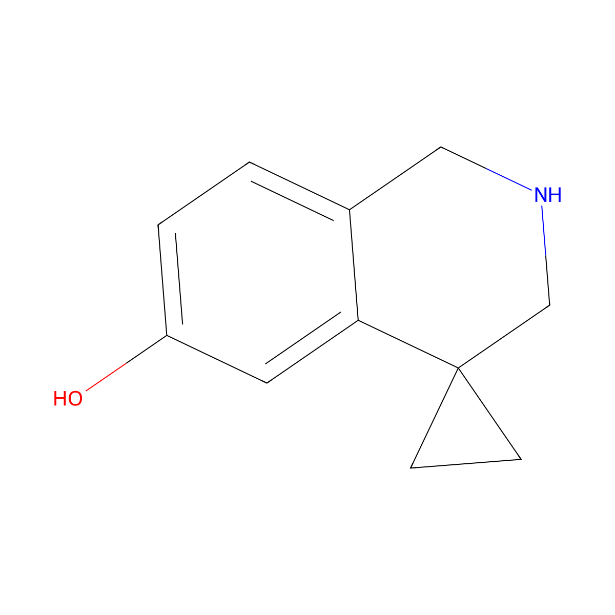 2',3'-dihydro-1'H-spiro(cyclopropane-1,4'-isoquinoline)-6'-ol molecular structure, CAS 1368686-14-9