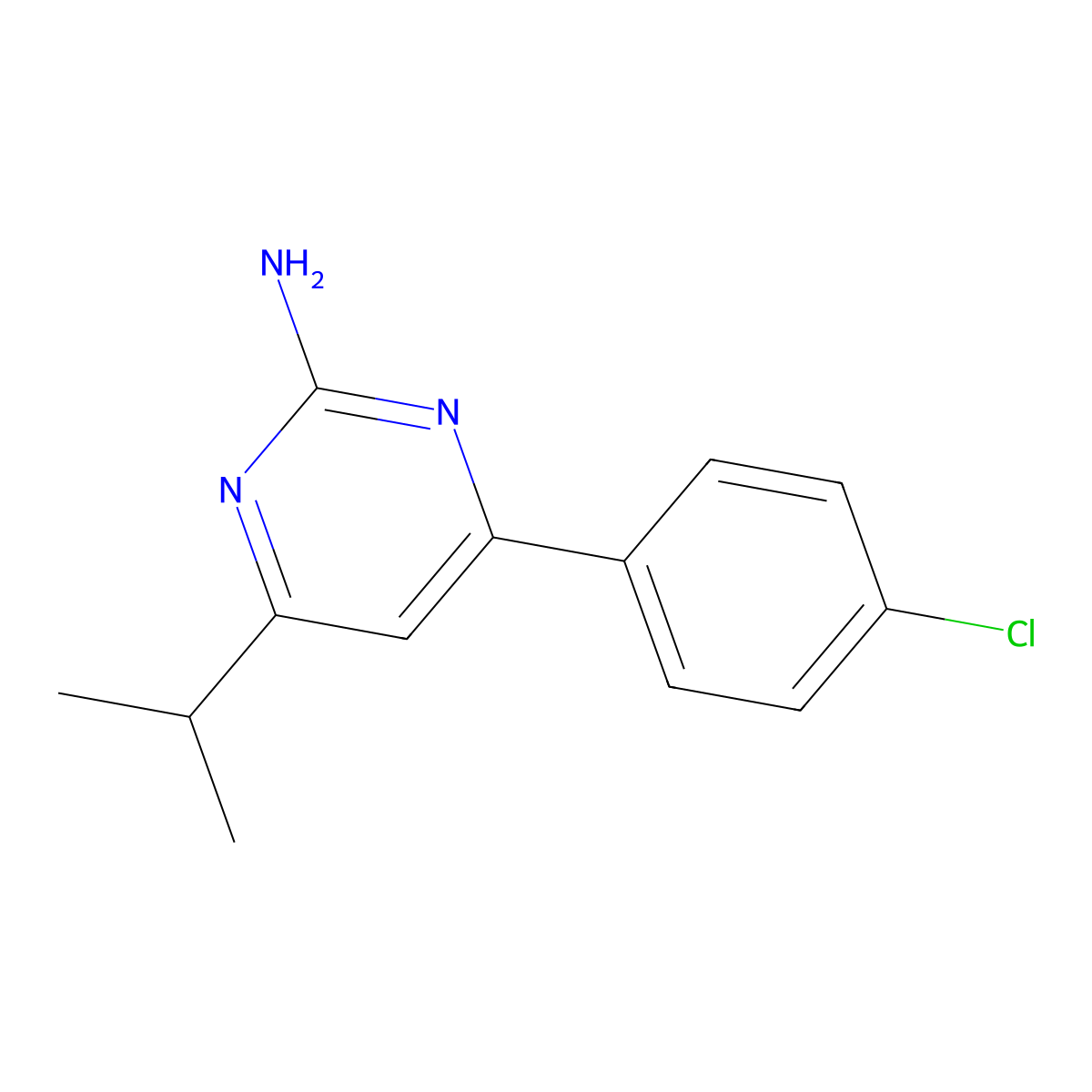2-Amino-4-(4-chlorophenyl)-6-(iso-propyl)pyrimidine molecular structure, CAS 1368690-31-6
